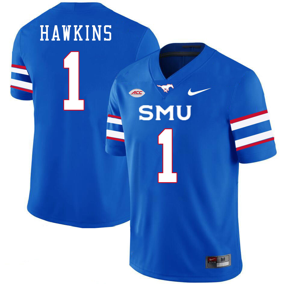 SMU Mustangs #1 Ty Hawkins Jersey College Football Uniforms-Royal